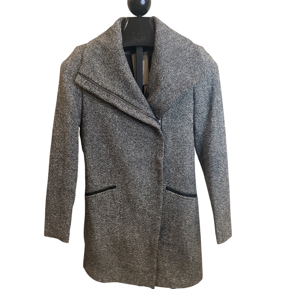 Lovestitch Rhiannon Asymmetrical Zip Tweed Jacket Black Ivory Small NEW